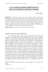 la classificazione aristotelica delle scienze in pietro d`abano