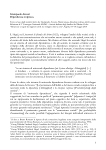 Giampaolo Azzoni Dipendenza reciproca. 1. Hegel, nei Lineamenti