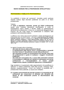 PROFESSIONE E PUBBLICITÀ PROFESSIONALE “La pubblicità è l