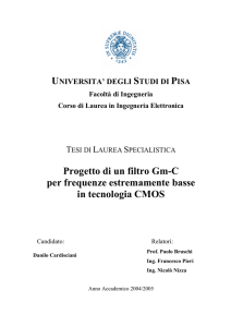 Progetto di un filtro Gm-C per frequenze estremamente basse in