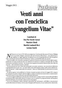 Venti anni con l`enciclica “Evangelium Vitae”