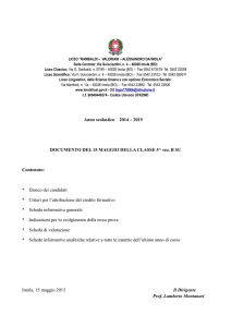 Anno scolastico 2014 – 2015 DOCUMENTO DEL 15 MAGGIO