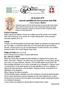 08 dicembre 2016 solennità dell`IMMACOLATA Concezione