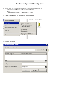 Procedura per collegare un DataBase in SQL Server 1) Copiare i