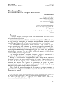 Filosofia e preghiera. L`essenza del filosofare nell`epoca del