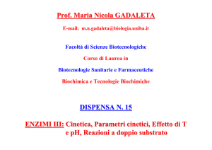 Prof. Maria Nicola GADALETA DISPENSA N. 15 ENZIMI III: Cinetica