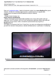 Apple MacBook 15 e 17 con Intel Core i7 e i5