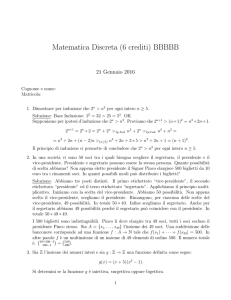Soluzione compito BBBBB Matematica Discreta 21 Gennaio 2016