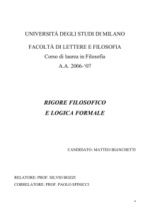 Matteo Bianchetti - Rigore filosofico e logica formale