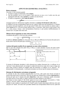 APPUNTI DI GEOMETRIA ANALITICA Retta orientata Misura di un