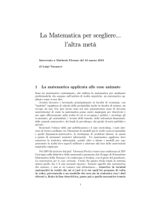 La matematica per scegliere... l`altra metà