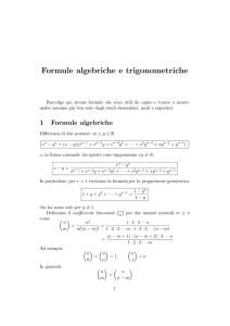 Formule algebriche e trigonometriche