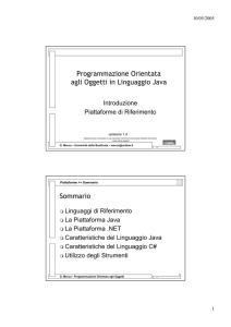 Programmazione Orientata agli Oggetti in Linguaggio Java Sommario