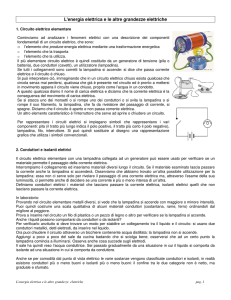 L`energia elettrica e le altre grandezze elettriche