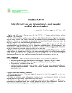 Influenza A/H1N1 - Note informative sulla vaccinazione