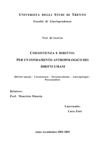 coesistenza e diritto: per un fondamento antropologico