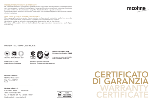 certificato di garanzia warranty certificate
