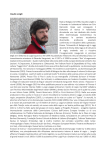 Claudio Longhi Nato a Bologna nel 1966, Claudio Longhi si è