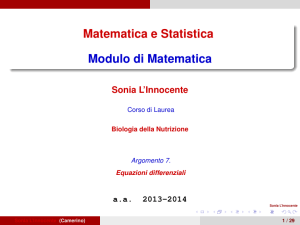 Matematica e Statistica Modulo di Matematica