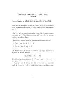 Geometria Algebrica AA 2015 – 2016 Esercizi Insiemi algebrici affini