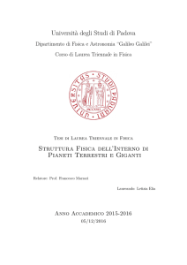 Struttura fisica dell`interno di Pianeti Terrestri e Giganti