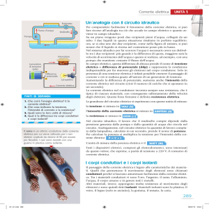 Un`analogia con il circuito idraulico I corpi conduttori e i corpi isolanti