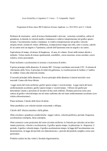 Richiami di cinematica : unità di misura fondamentali e derivate