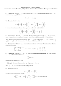 Complementi di Algebra Lineare: combinazione lineare di vettori