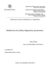 Malattia da virus Ebola, diagnostica, prevenzione.