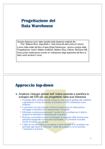 Progettazione del Data Warehouse Approccio top-down