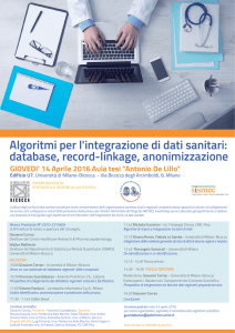 Algoritmi per l`integrazione di dati sanitari: database, record