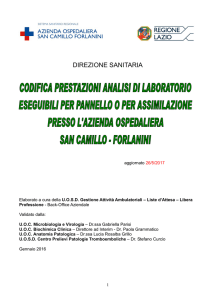 manuale per le codifiche delle prestazioni di - San Camillo