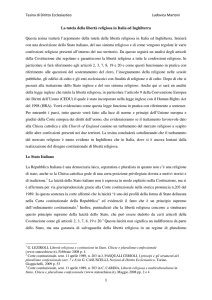 La tutela della libertà religiosa in Italia ed Inghilterra