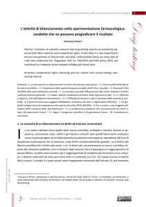 L`attività di bilanciamento nella sperimentazione