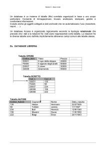 Un database è un insieme di tabelle (file) correlate organizzati in