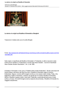 La storia e le origini sul Buddha di Smeraldo