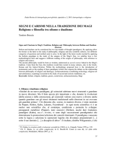 SEGNI E CARISMI NELLA TRADIZIONE DEI MAGI Religione e