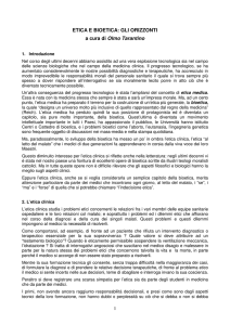 ETICA E BIOETICA: GLI ORIZZONTI a cura di Olmo Tarantino