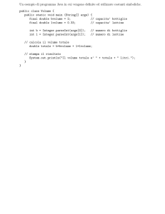 Un esempio di programma Java in cui vengono definite ed utilizzate