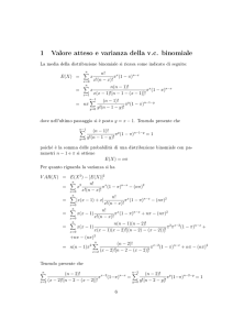 1 Valore atteso e varianza della vc binomiale