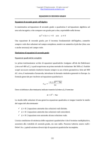 Algebra - Teoria - Equazioni di secondo grado