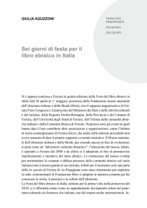 Sei giorni di festa per il libro ebraico in Italia - E