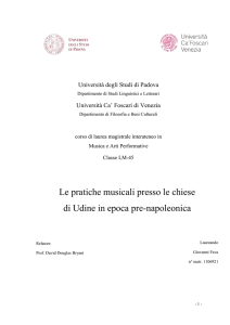 Le pratiche musicali presso le chiese di Udine in epoca pre