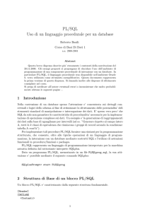 PL/SQL Uso di un linguaggio procedurale per un database