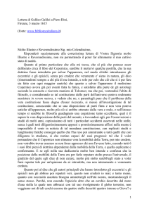 Lettera di Galileo Galilei a Piero Dini, Firenze, 3 marzo 1615