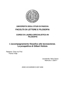 FACOLTÀ DI LETTERE E FILOSOFIA L`accompagnamento filosofico