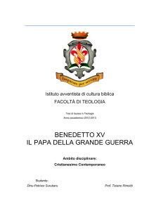 BENEDETTO XV IL PAPA DELLA GRANDE GUERRA