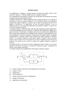 1 RETROAZIONE Un amplificatore è soggetto a reazione quando