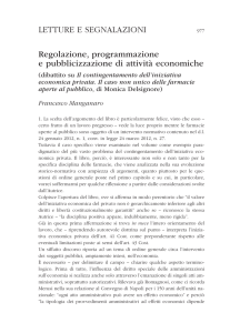 Regolazione, programmazione e pubblicazione di attività economiche