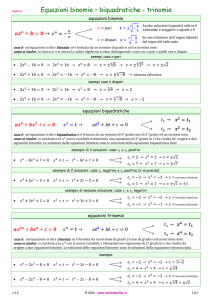 Equazioni binomie – biquadratiche
